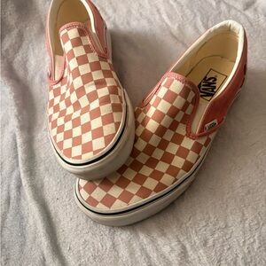 Vans Kids Pink and Cream Checkerboard Slip-On Sneakers